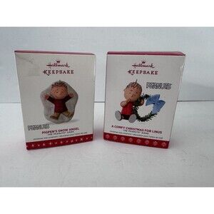 Hallmark Keepsake Ornaments x2 Peanuts Pigpen’s Snow Angel Comfy Christmas Linus